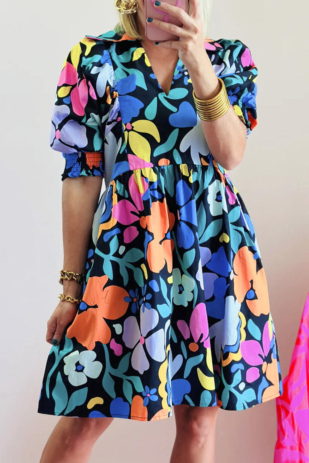 Blue Floral Flare Dress